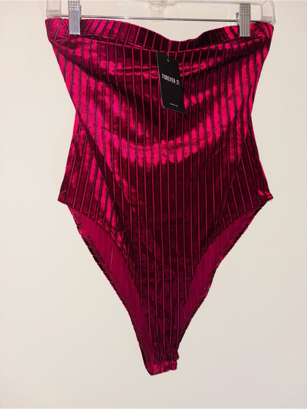 Forever 21 Wine Ribbed Strapless Bodysuit
